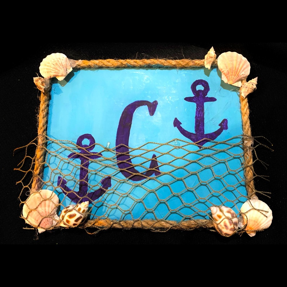 Wall Art “C” Monogram Painted Nautical Canvas